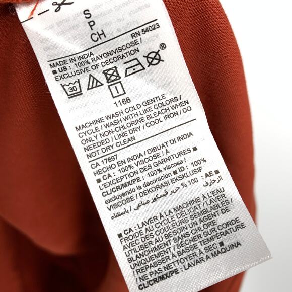 Old Navy Dress Women's Sz Small A-Line Cinched Waist Boho Style Burnt Sienna NEW - Picture 7 of 7